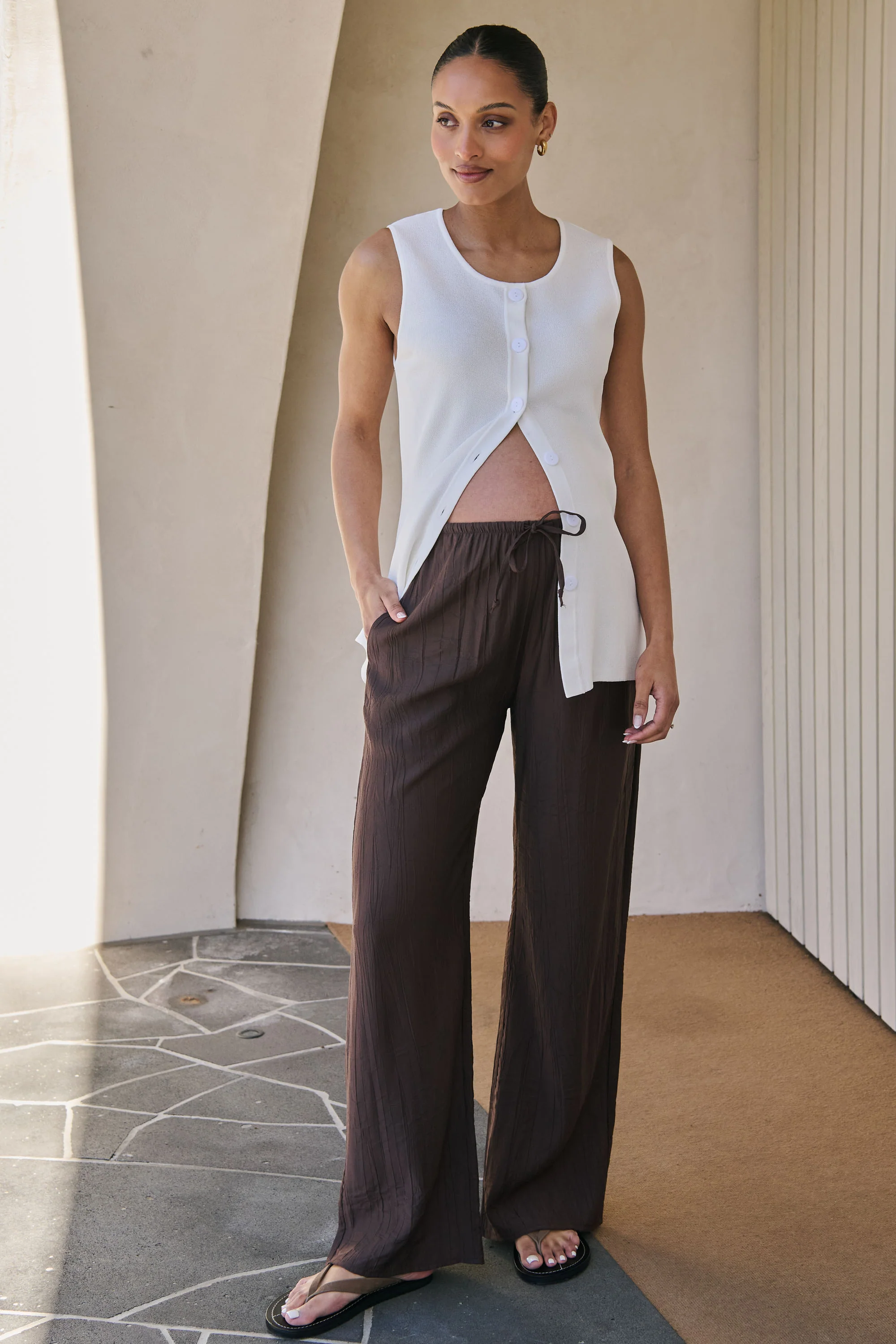 Sunday Best Button Vest - Ivory*