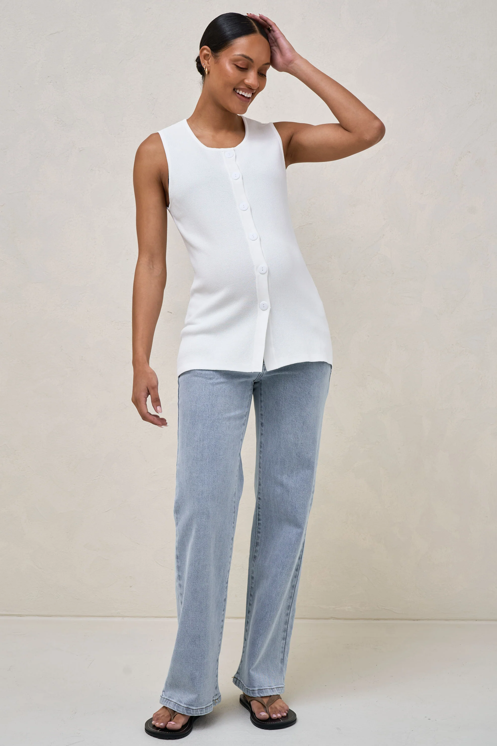 Sunday Best Button Vest - Ivory* - Image 2