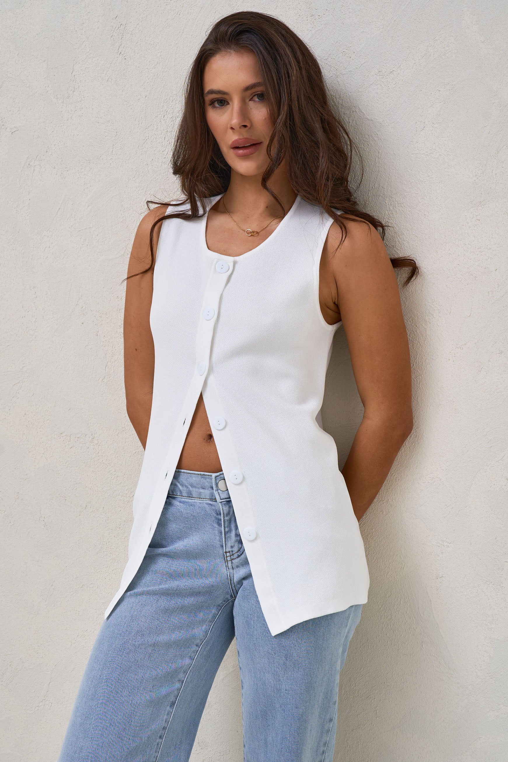 Sunday Best Button Vest - Ivory* - Image 6