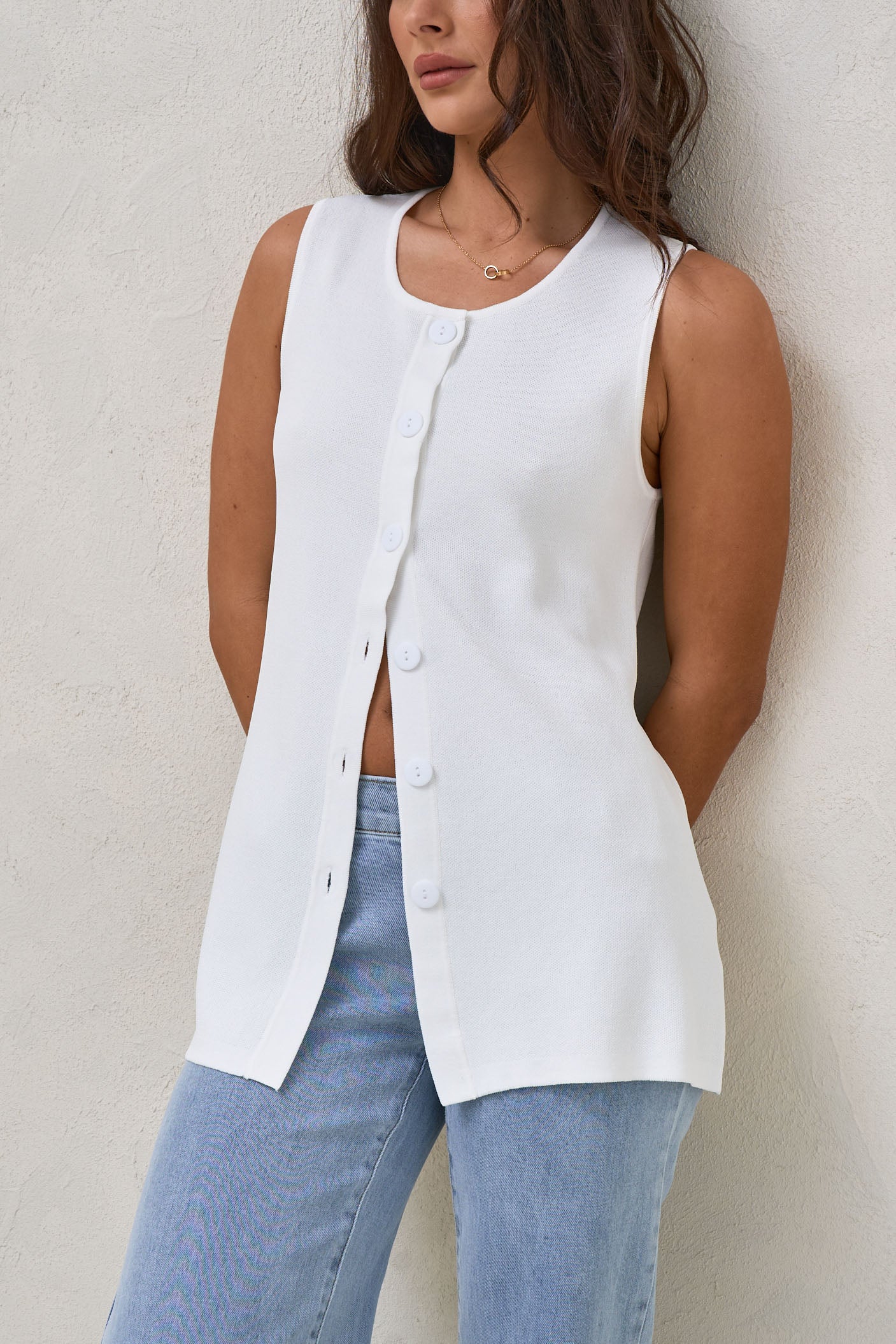 Sunday Best Button Vest - Ivory* - Image 9