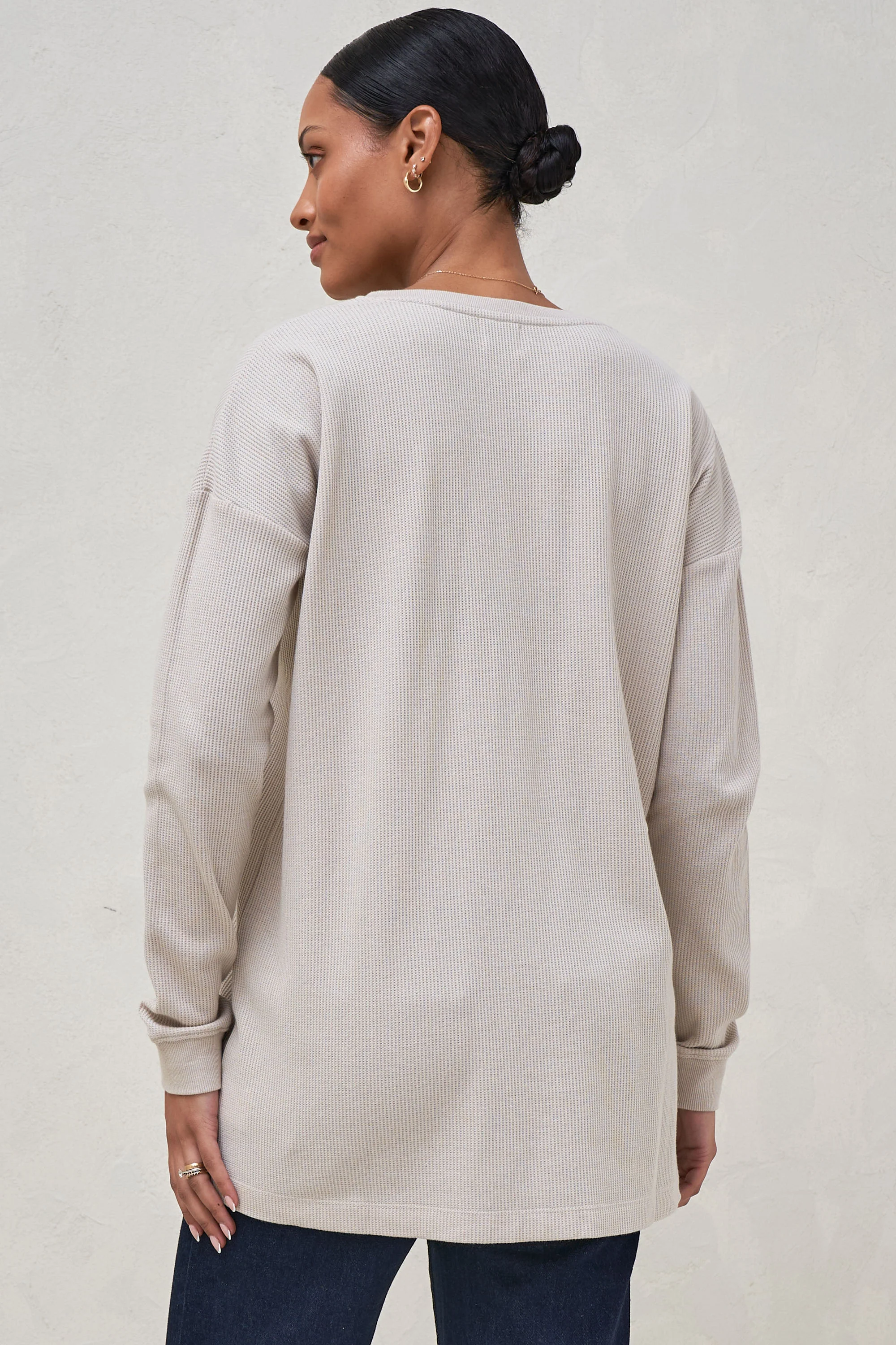 All For Us Waffle Henley - Stone - Image 3