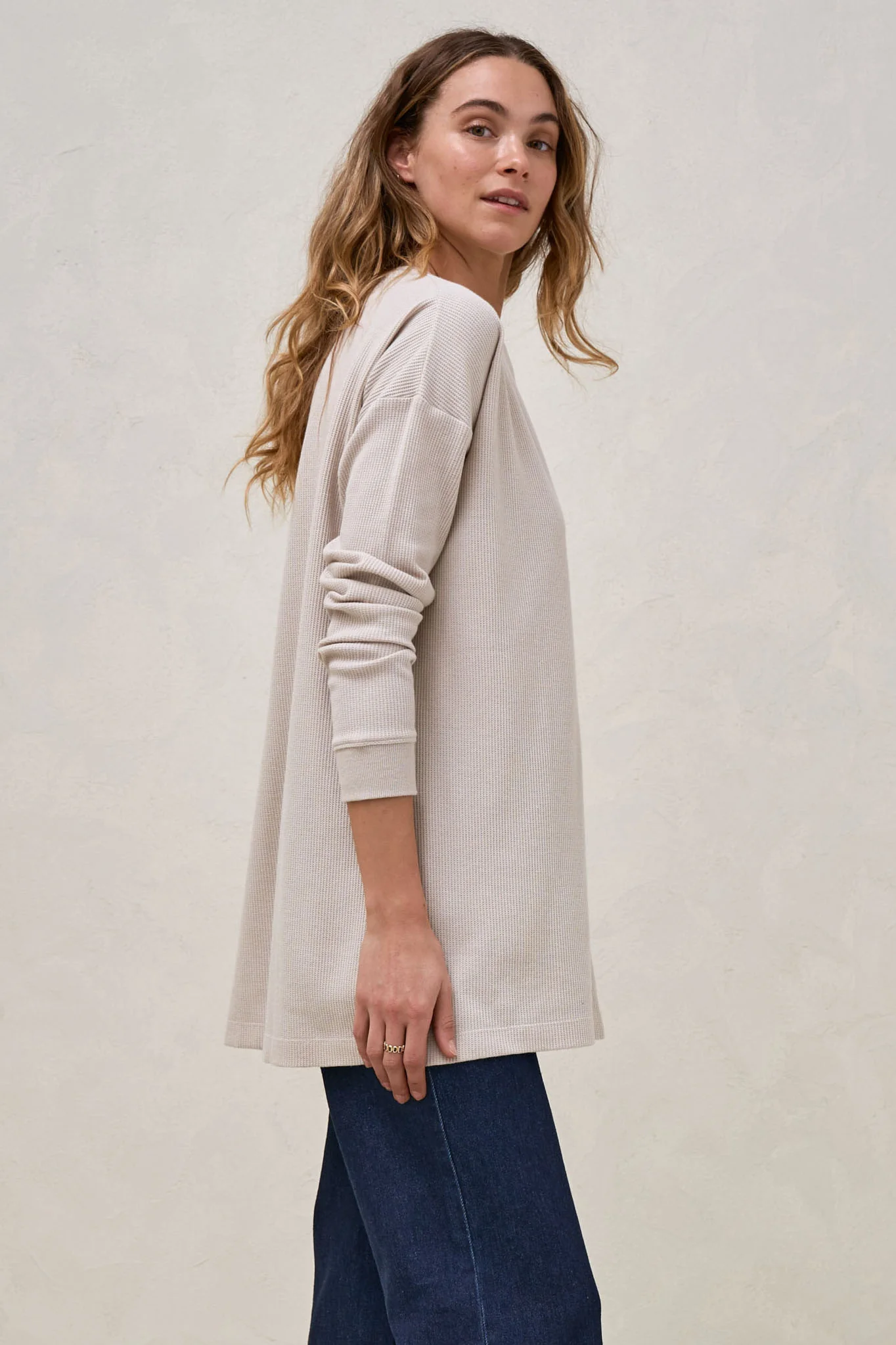 All For Us Waffle Henley - Stone - Image 7
