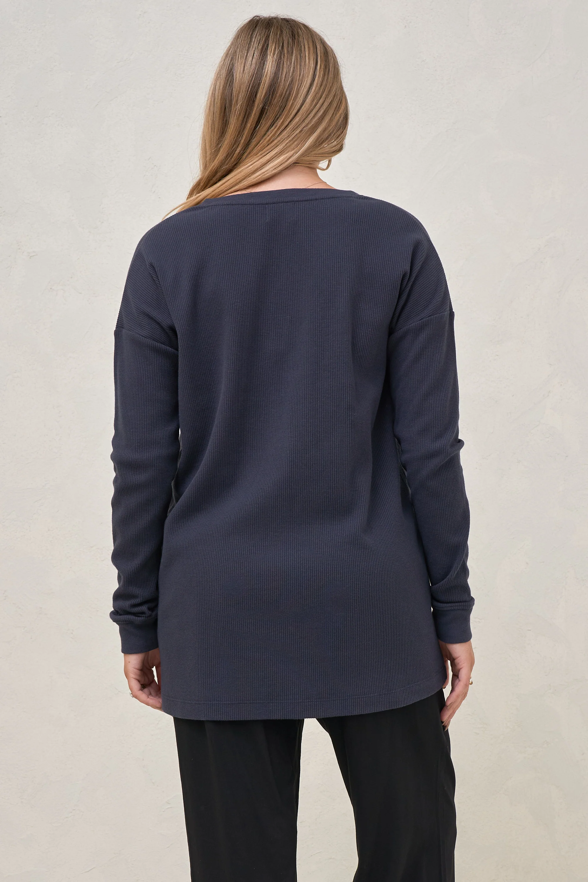 All For Us Waffle Henley - Slate - Image 3