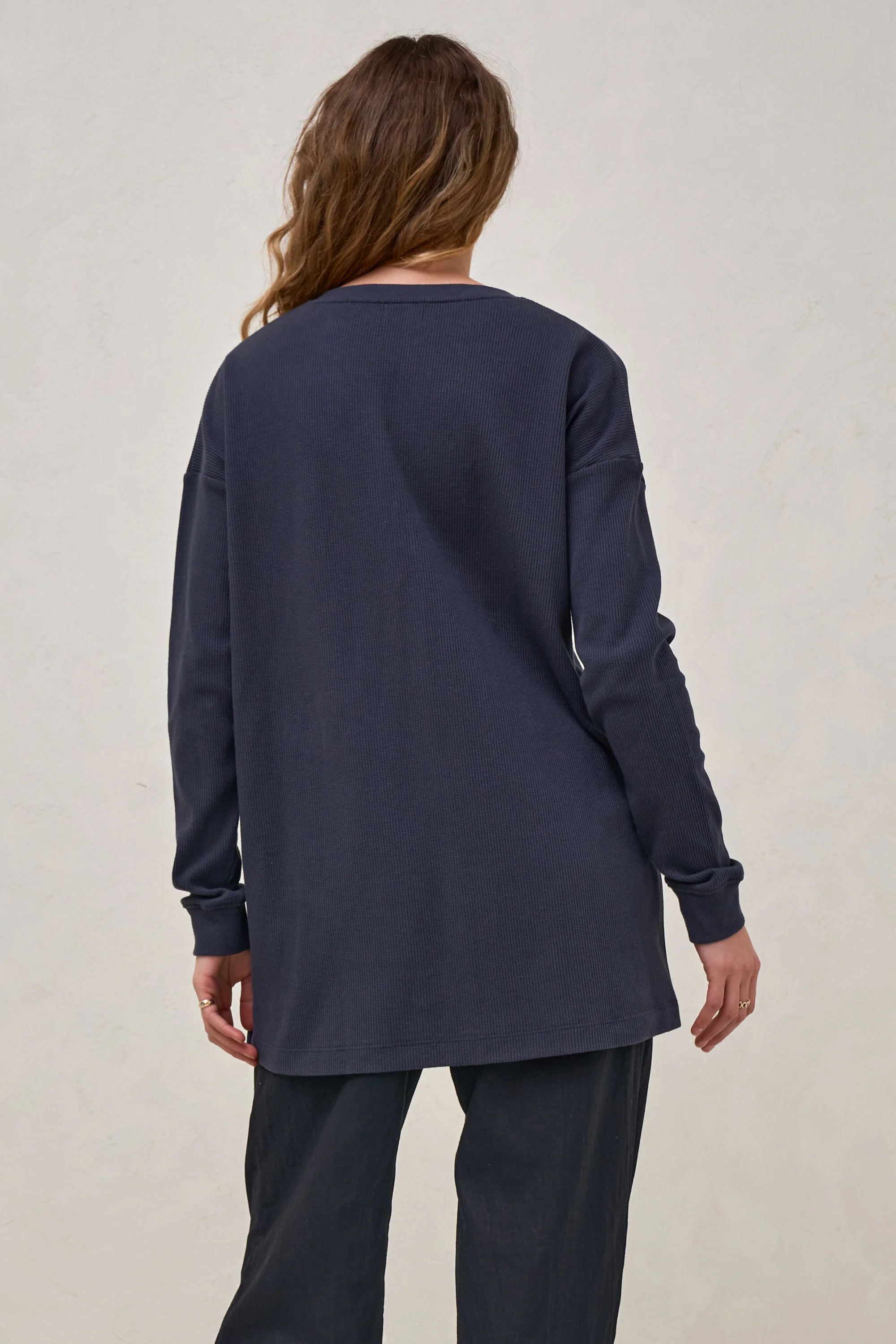All For Us Waffle Henley - Slate - Image 8
