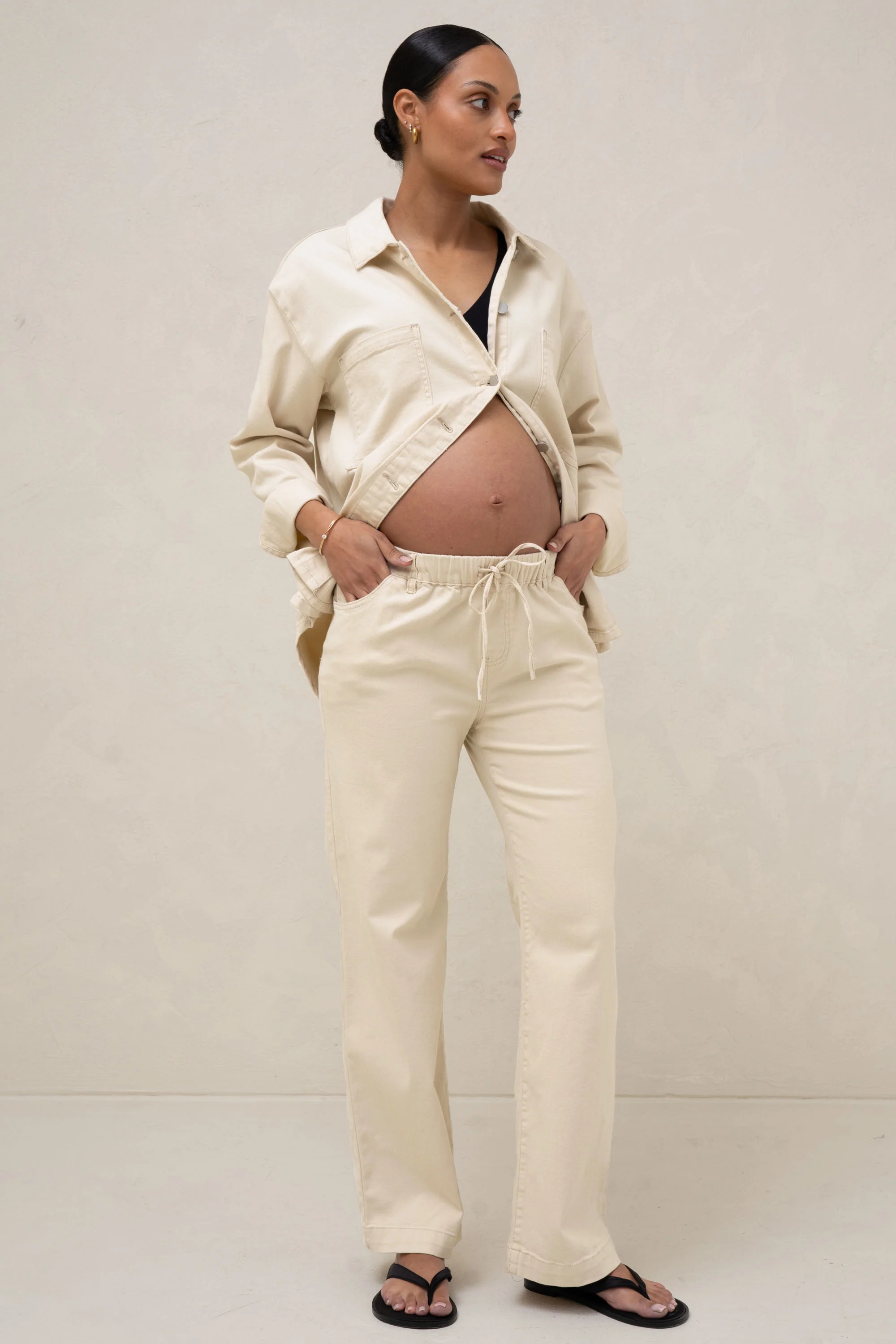 Frequent Wide Leg Jean - Ecru - Image 4