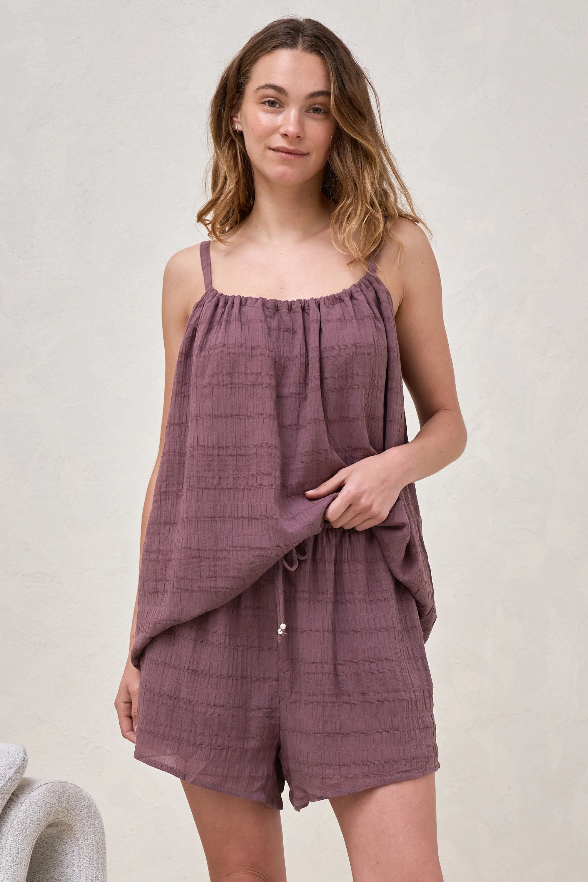 On A Whim Woven Short - Aubergine - Image 7