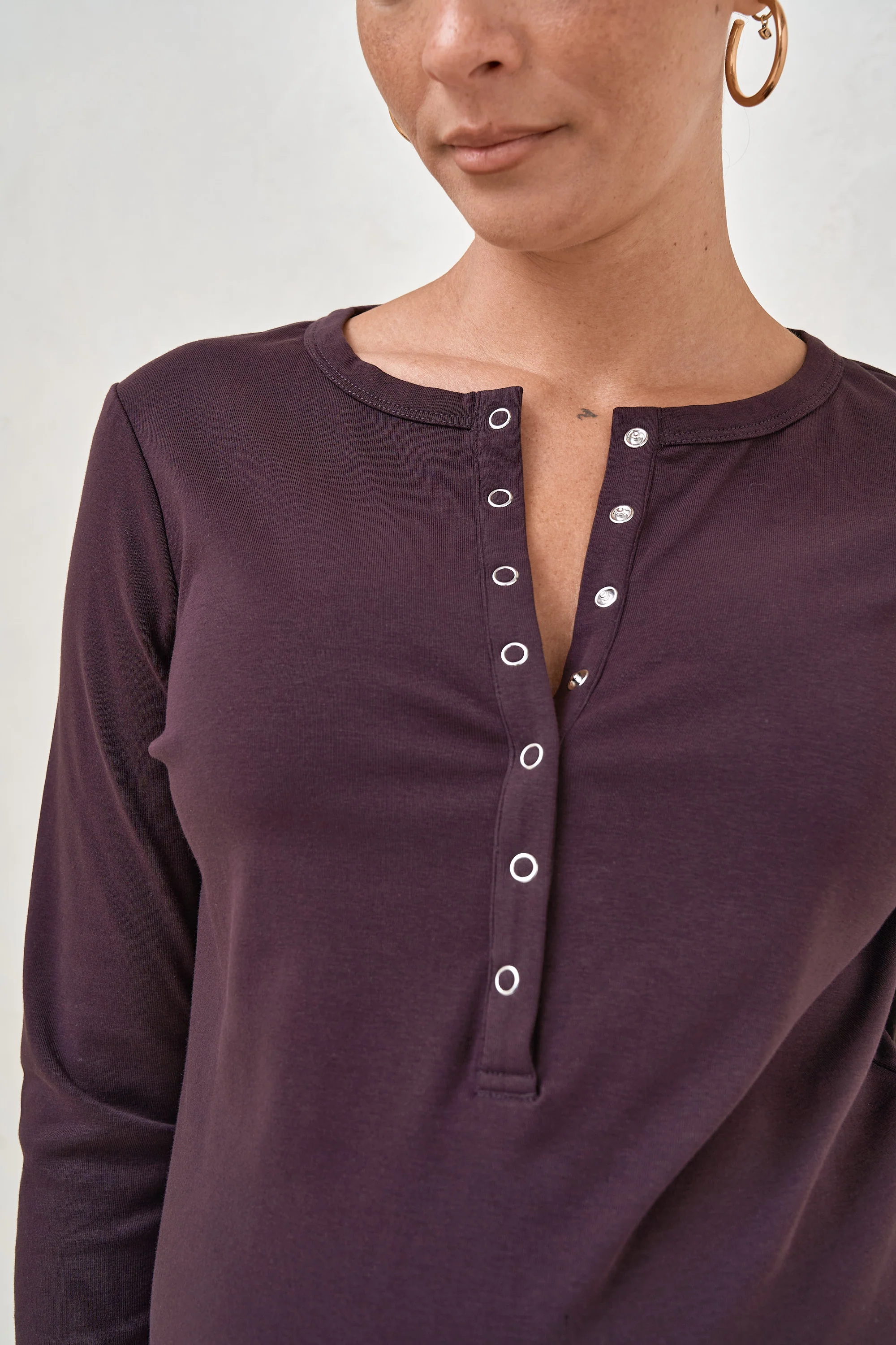 Whispers Long Sleeve Nursing Top - Deep Plum - Image 5