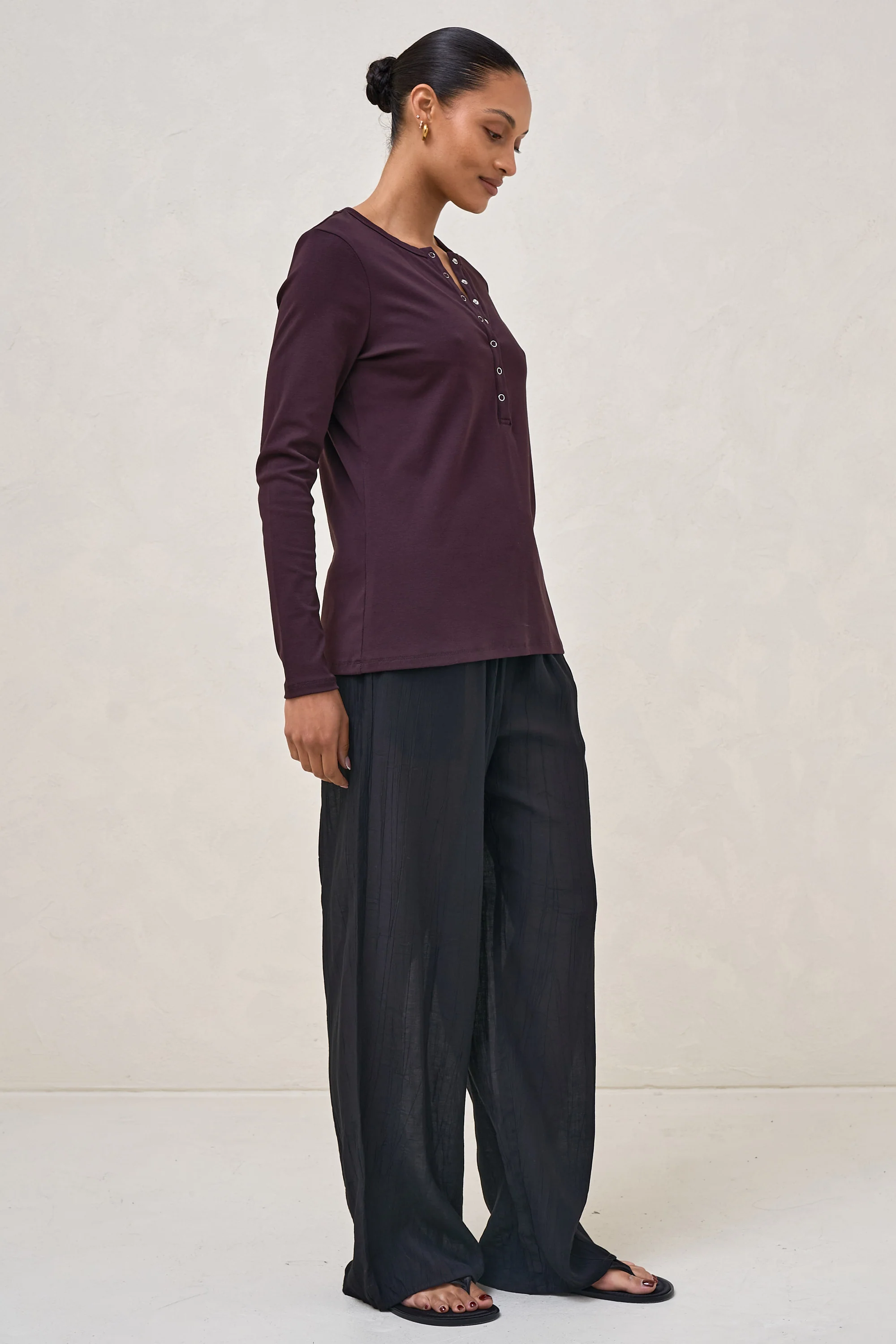 Whispers Long Sleeve Nursing Top - Deep Plum - Image 9