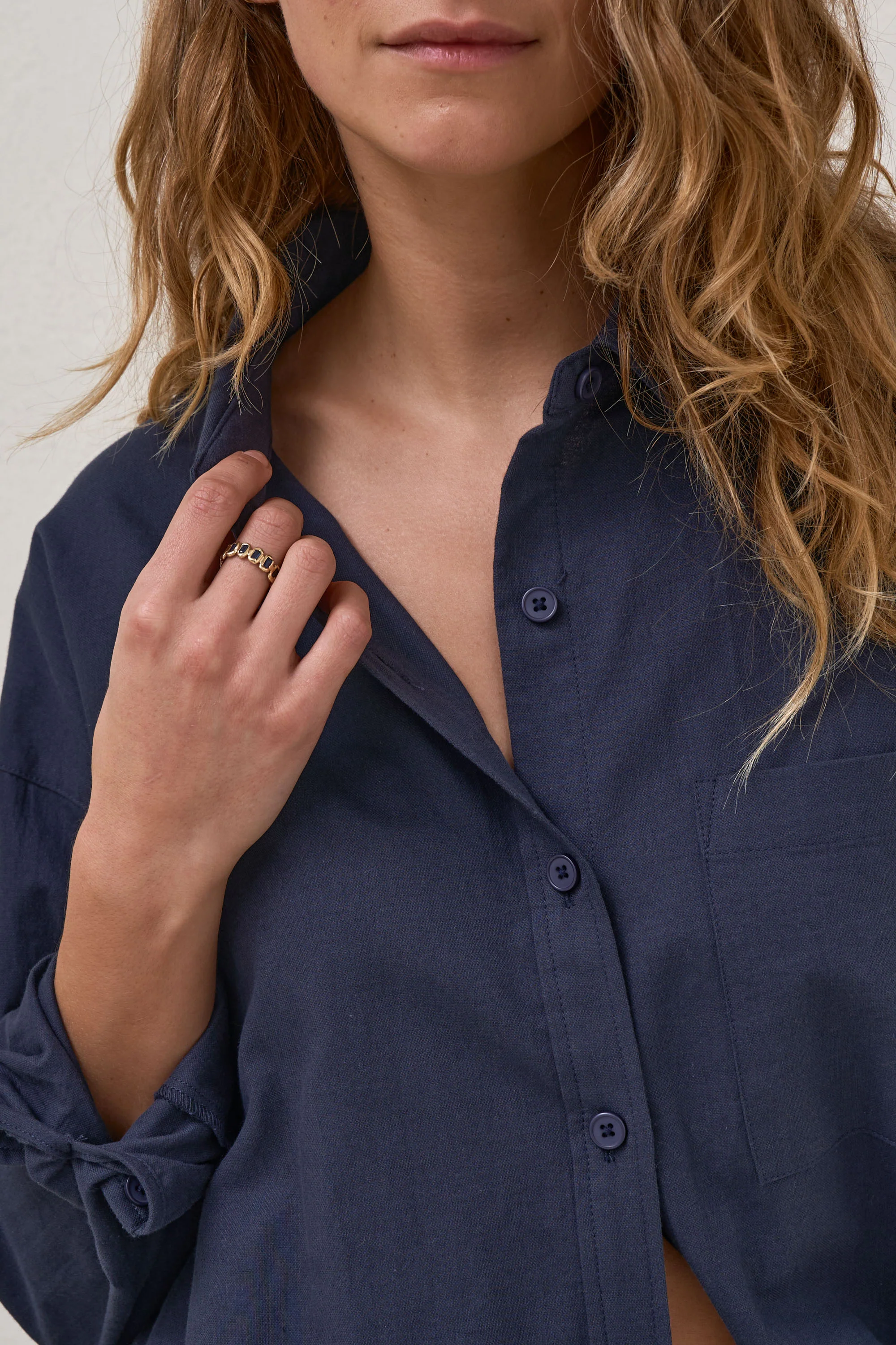 Perpetual Cotton Shirt - Navy - Image 10