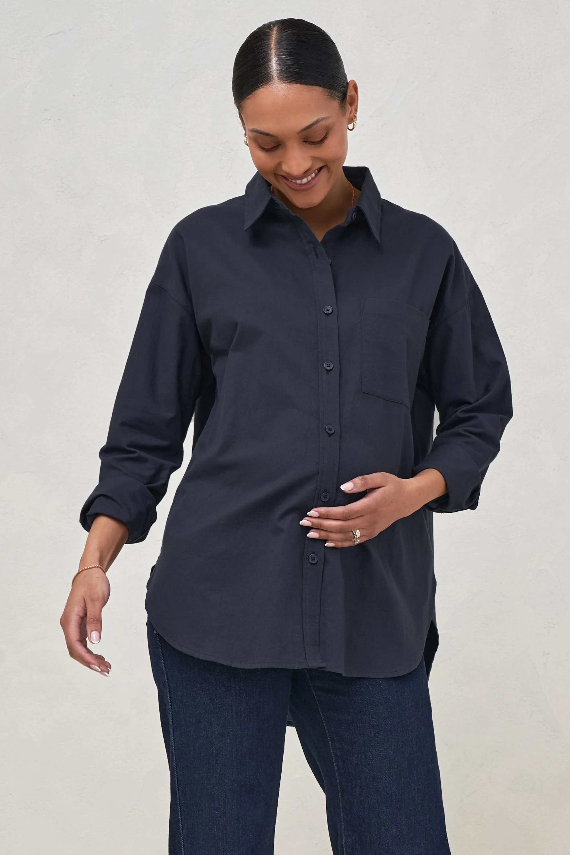 Perpetual Cotton Shirt - Navy - Image 2
