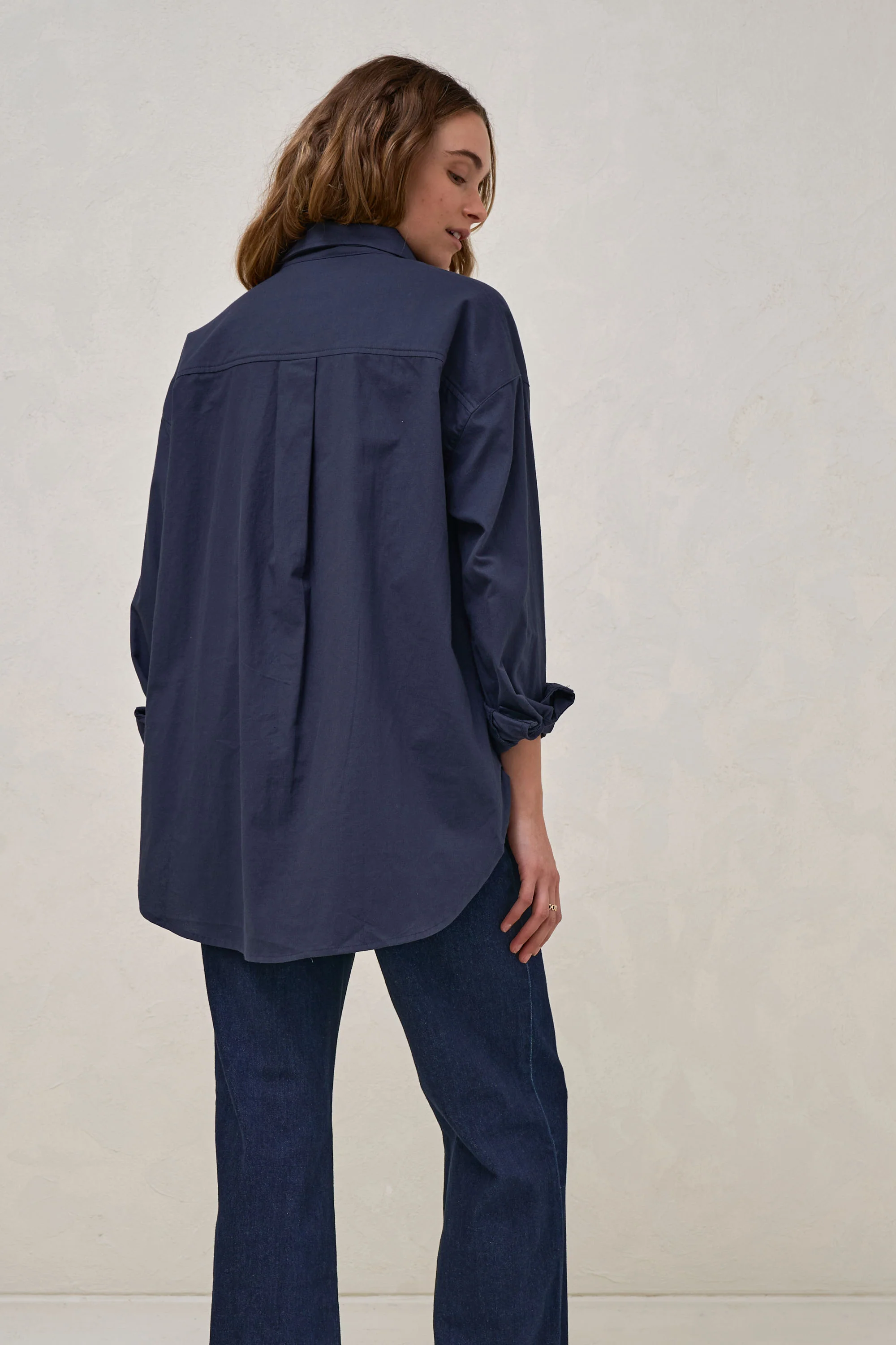 Perpetual Cotton Shirt - Navy - Image 8