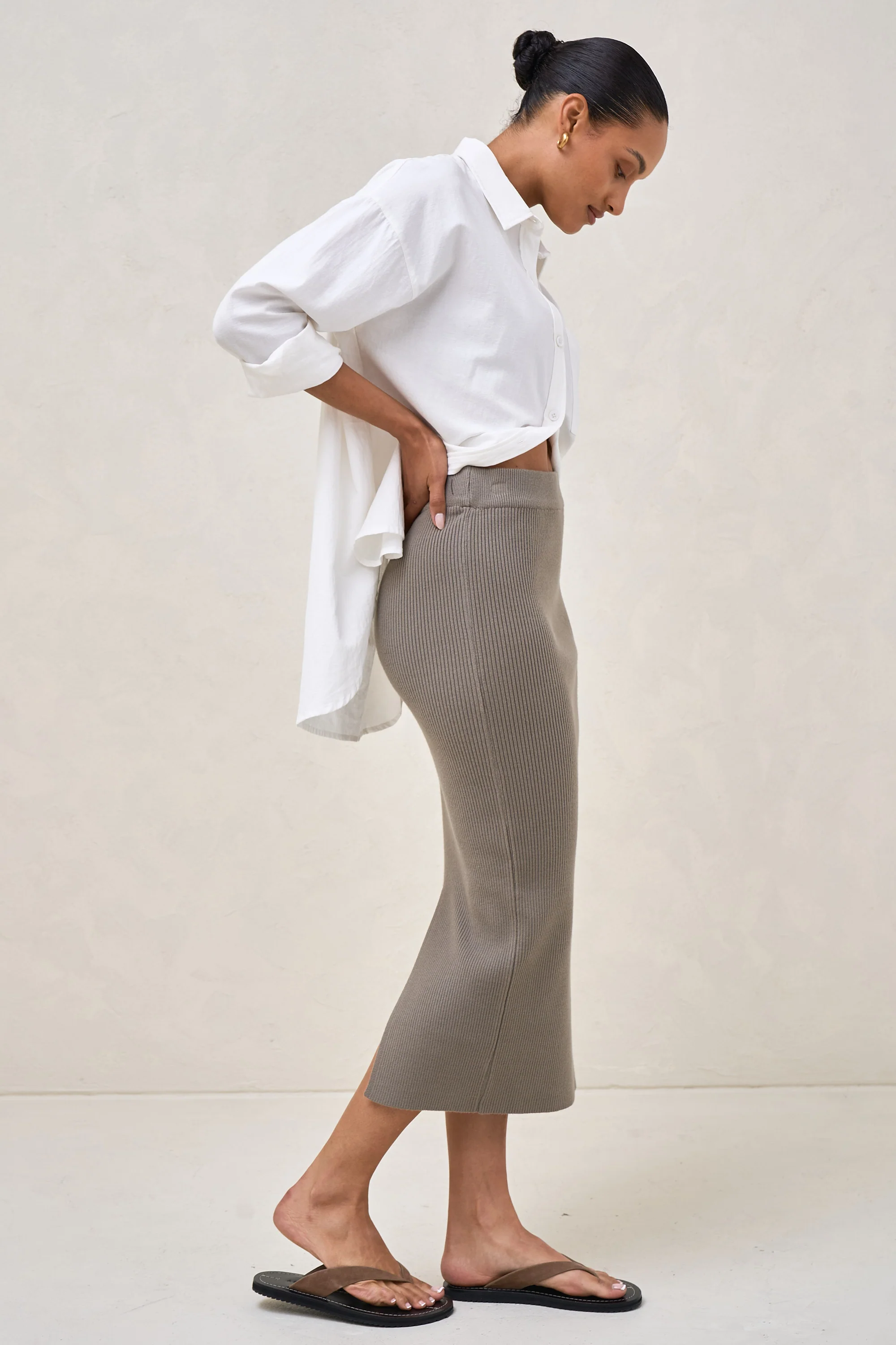 Serendipity Rib Skirt - Khaki - Image 7