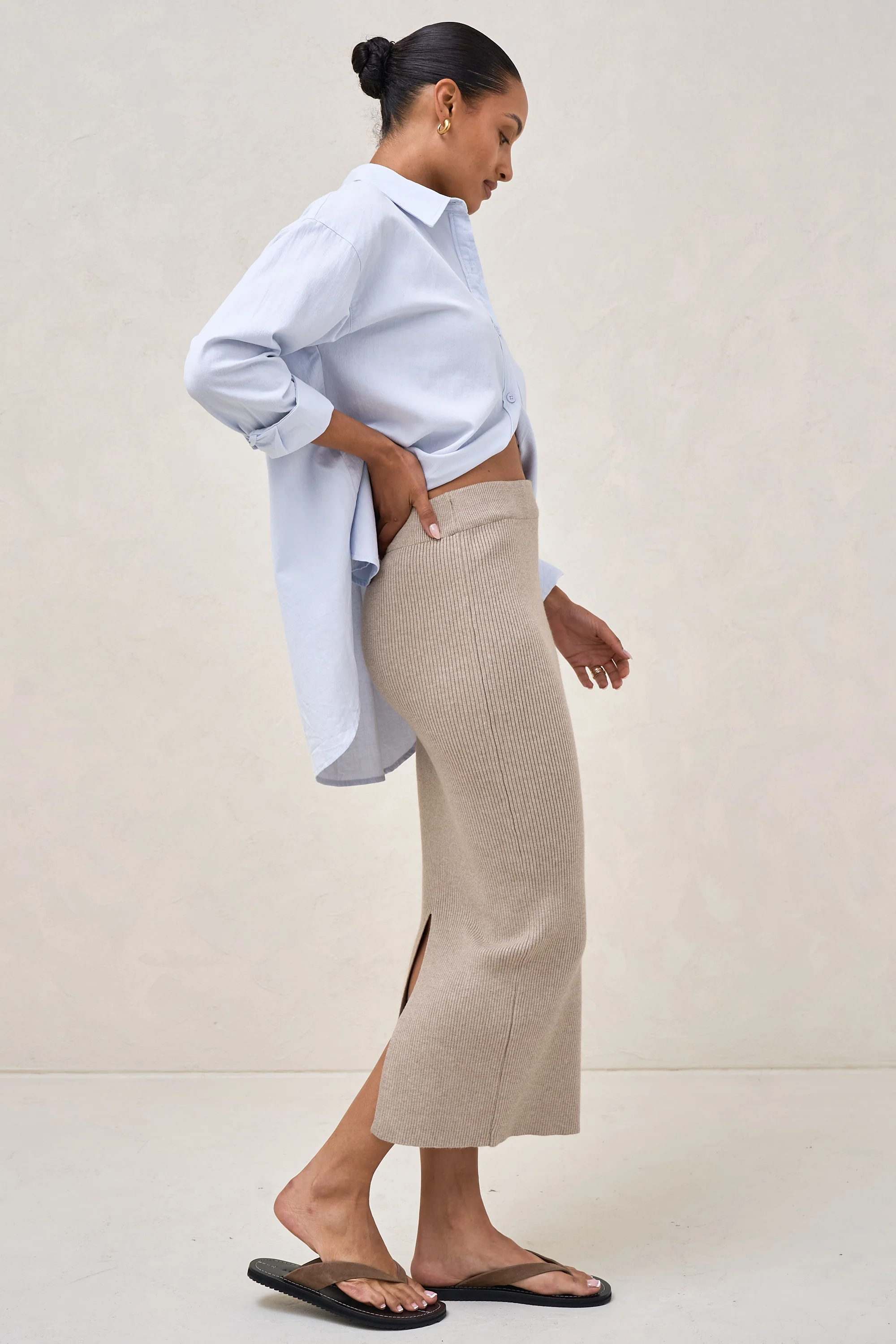 Serendipity Rib Skirt - Oatmeal - Image 6