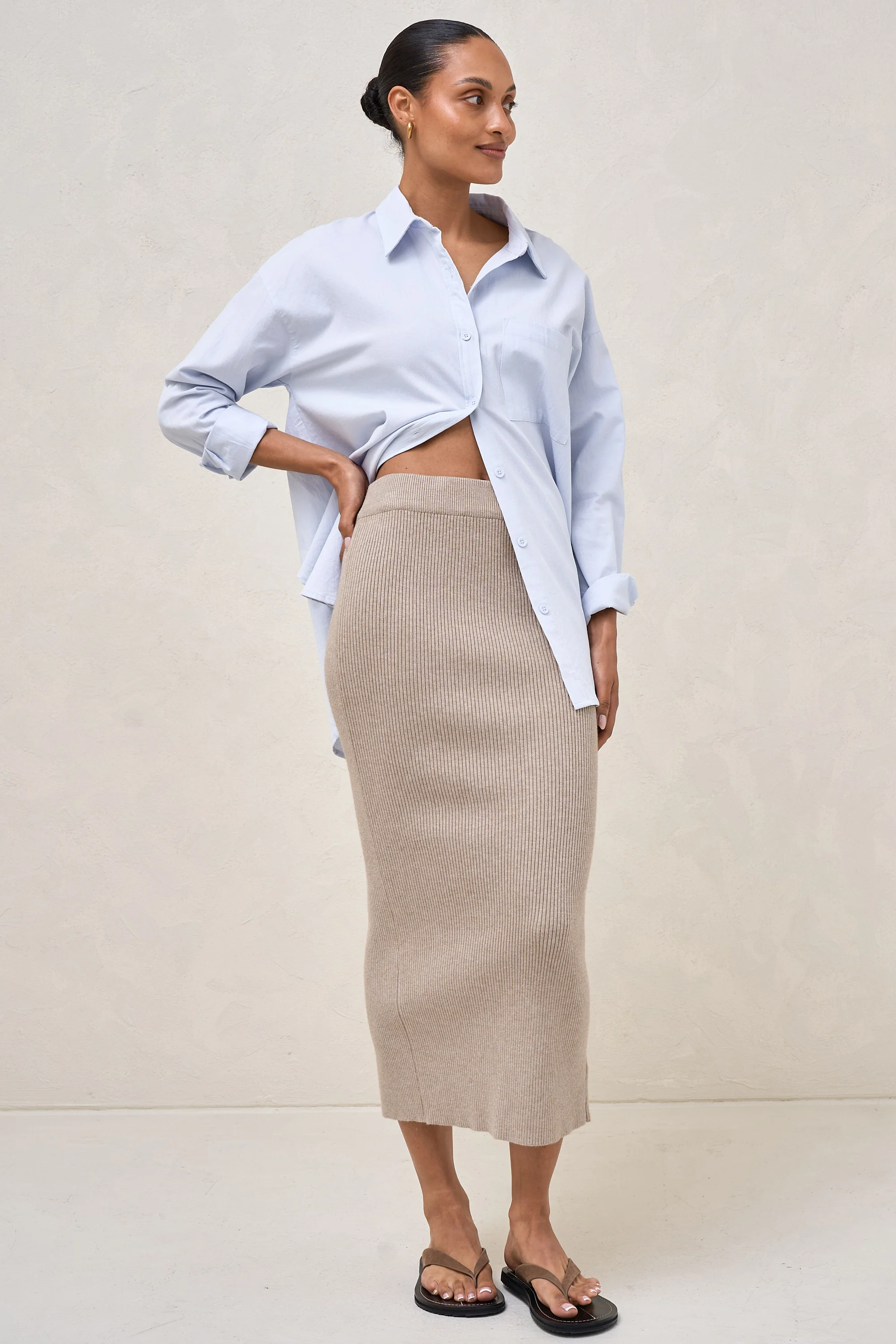 Serendipity Rib Skirt - Oatmeal - Image 7