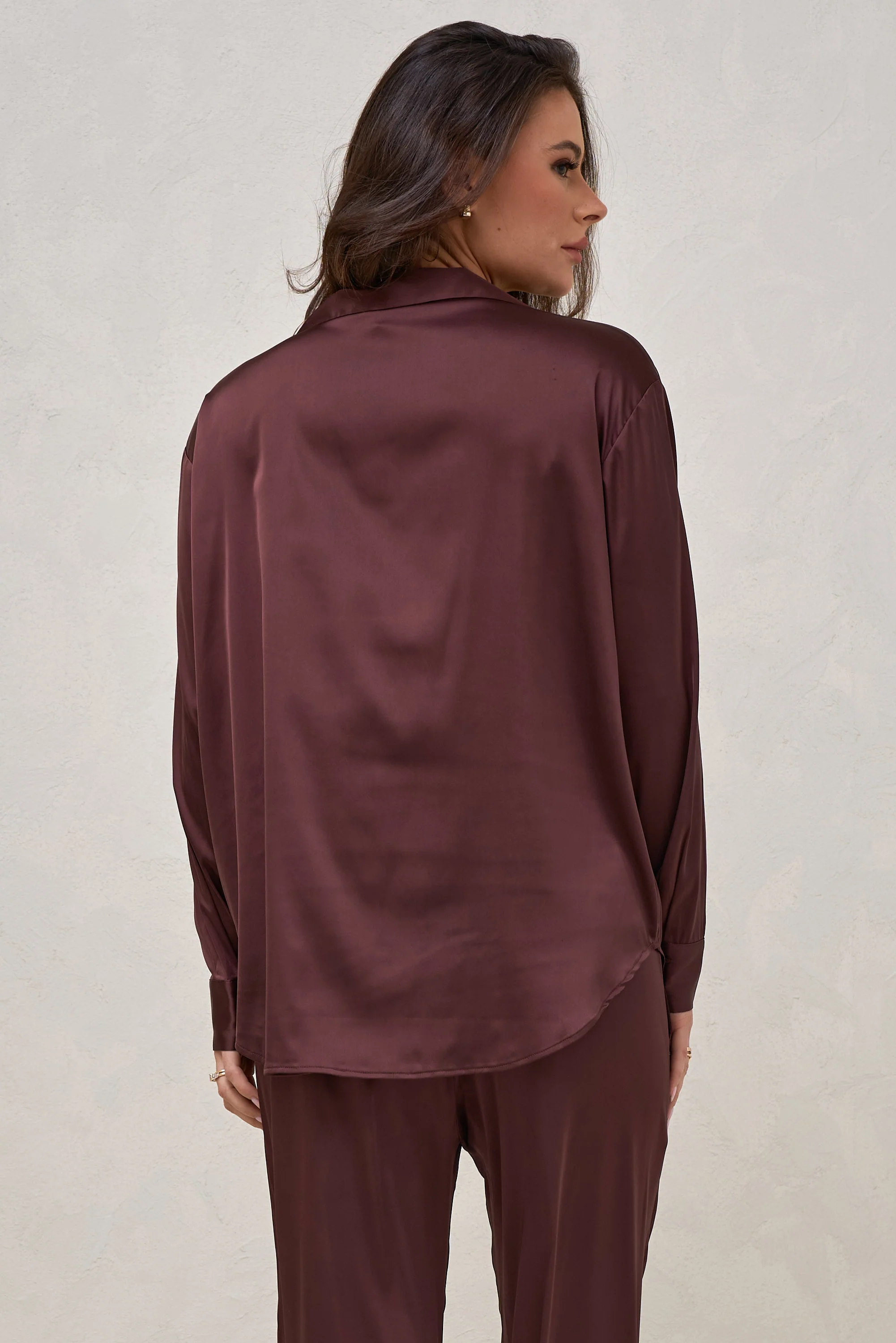 Spontaneous Satin Shirt - Burgundy* - Image 9