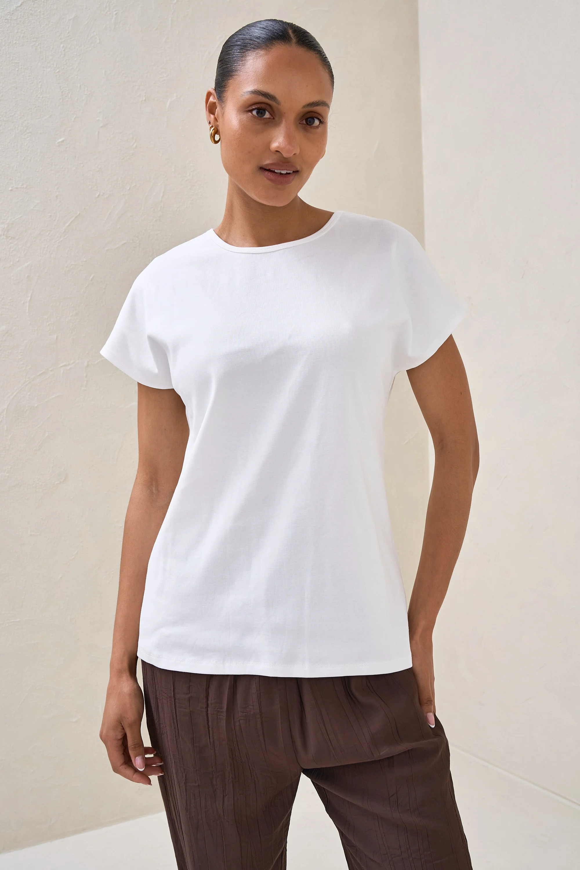 Minimalist Stretch Jersey Tee - White - Image 6