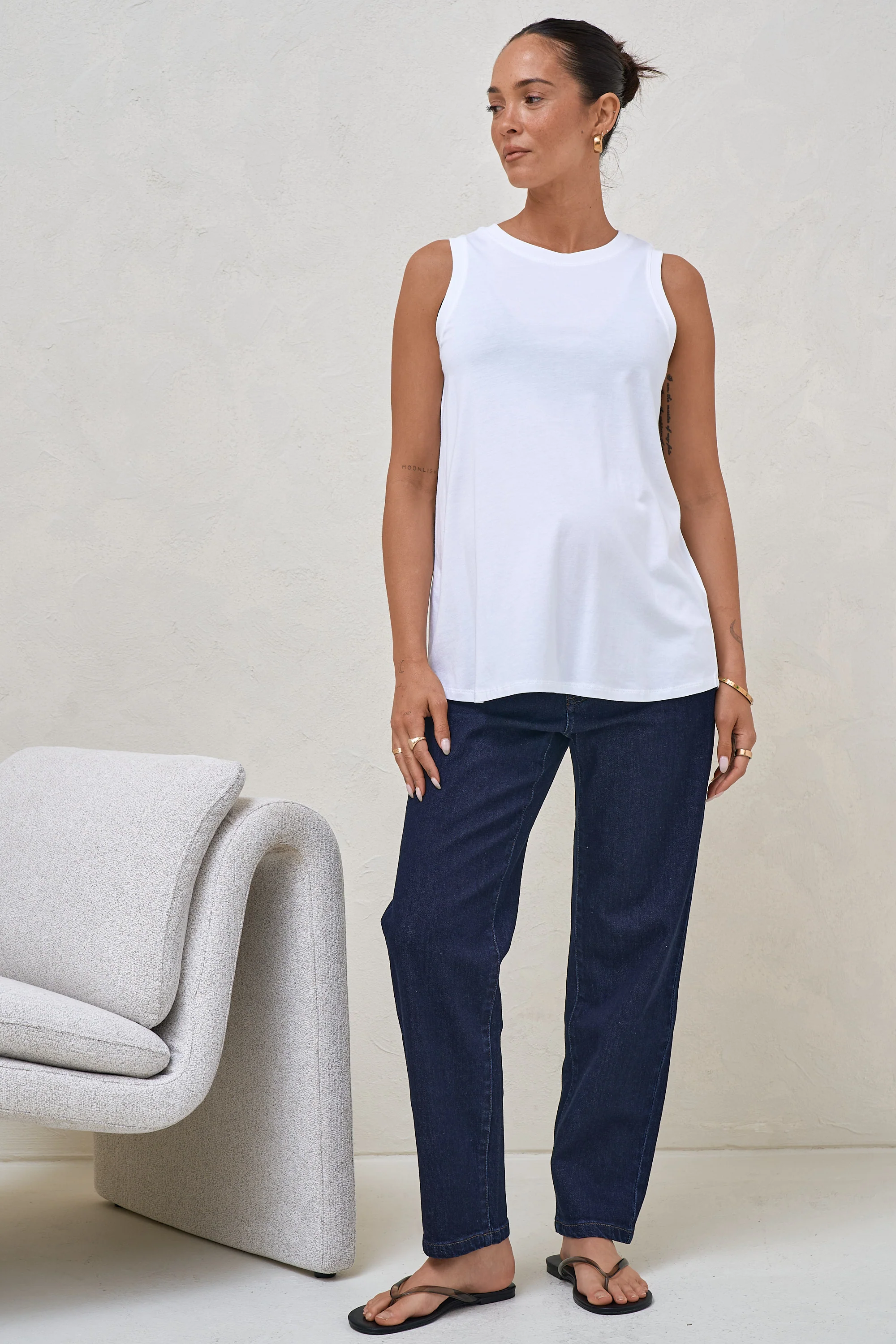 Into It Curved Hem Tank - White - Image 4
